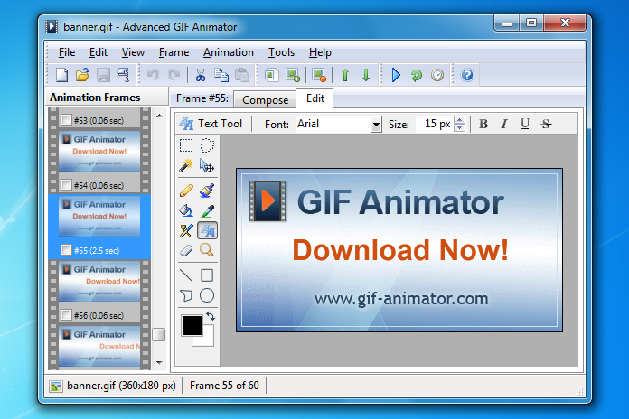 Powerful tool for creating animated GIF images, banners, buttons ...