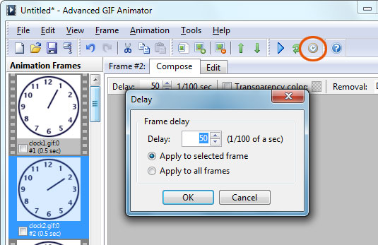 GIF maker frames delay dialog