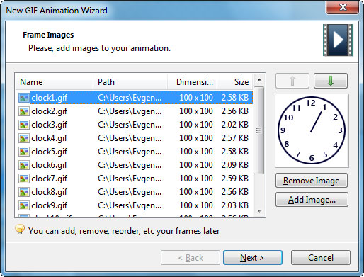 New Animated GIF Wizard Window